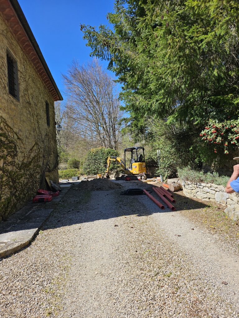 Excavating for heat pump installation