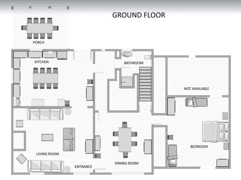 Schematic drawing of the ground floor