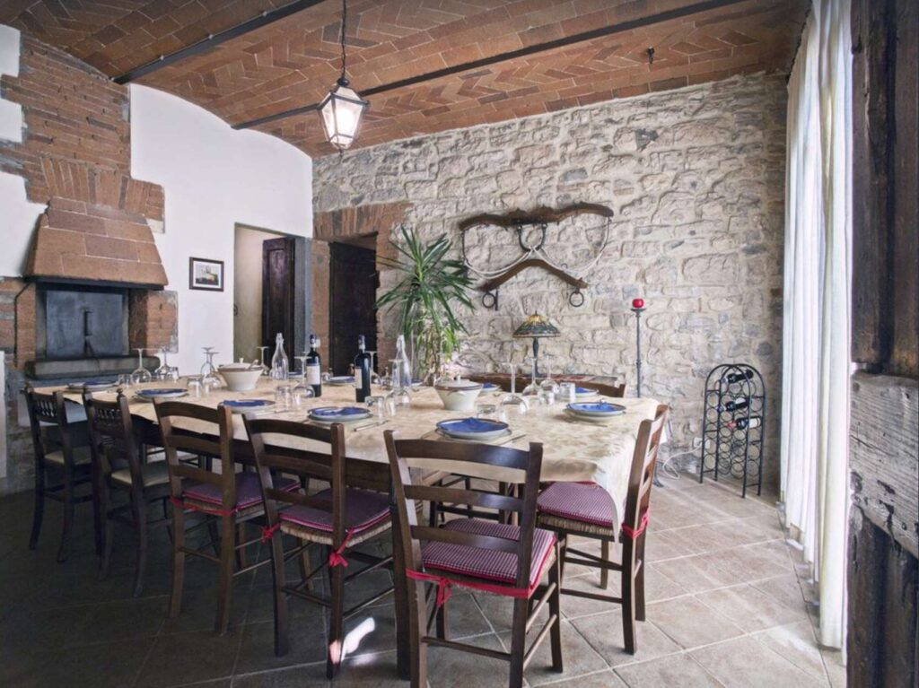 Dining room with table set
