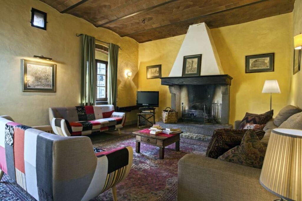 Living room with fireplace