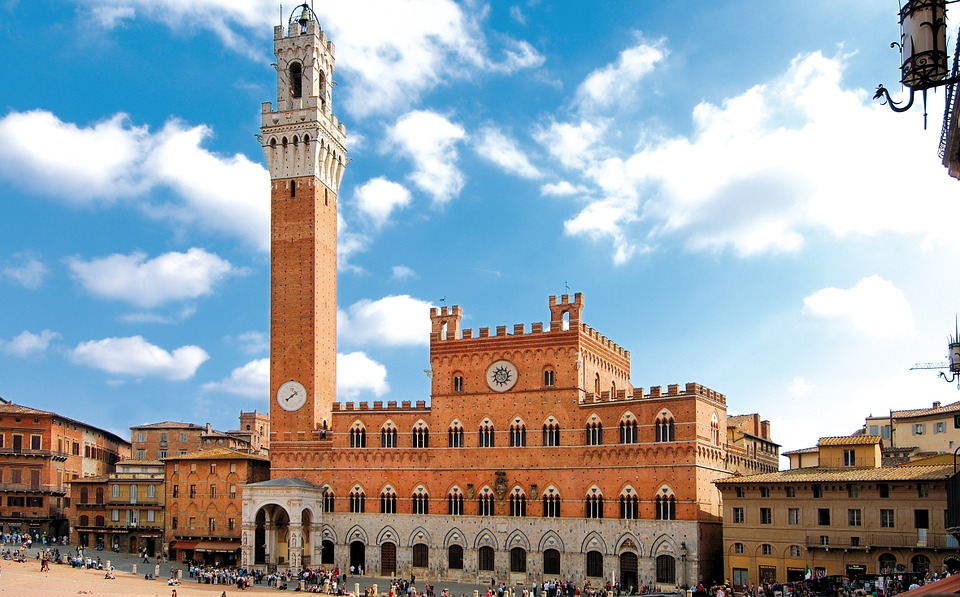 View of the main piazza in Siena.