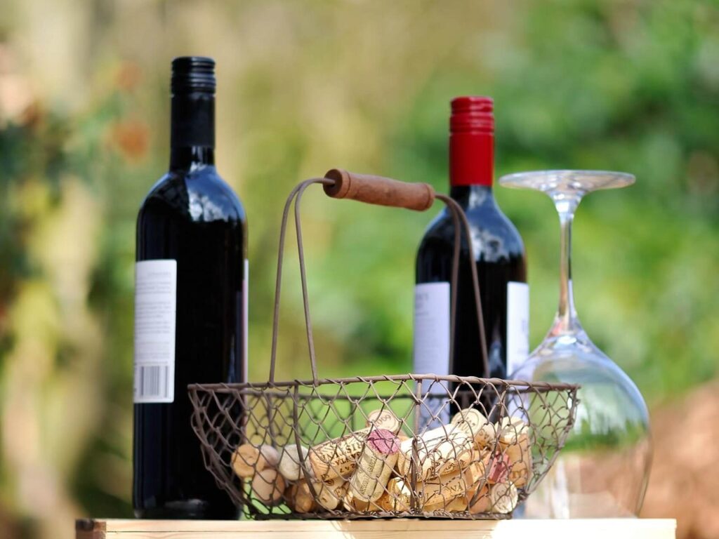 Two bottles of wine.